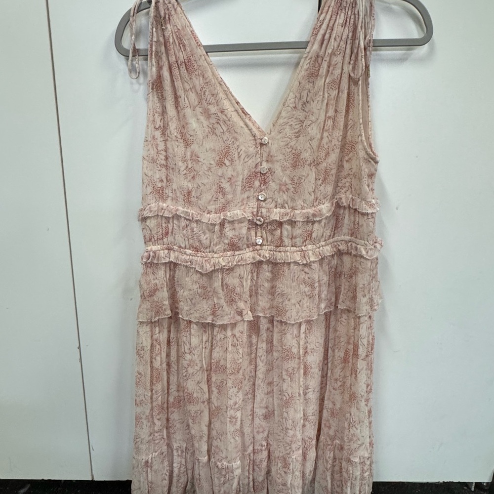Allsaints Annie Lanai Ruffled Pink Floral Mini Dress - Picture 2 of 8